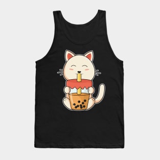 Cat & Drink with Drinking straw Tank Top